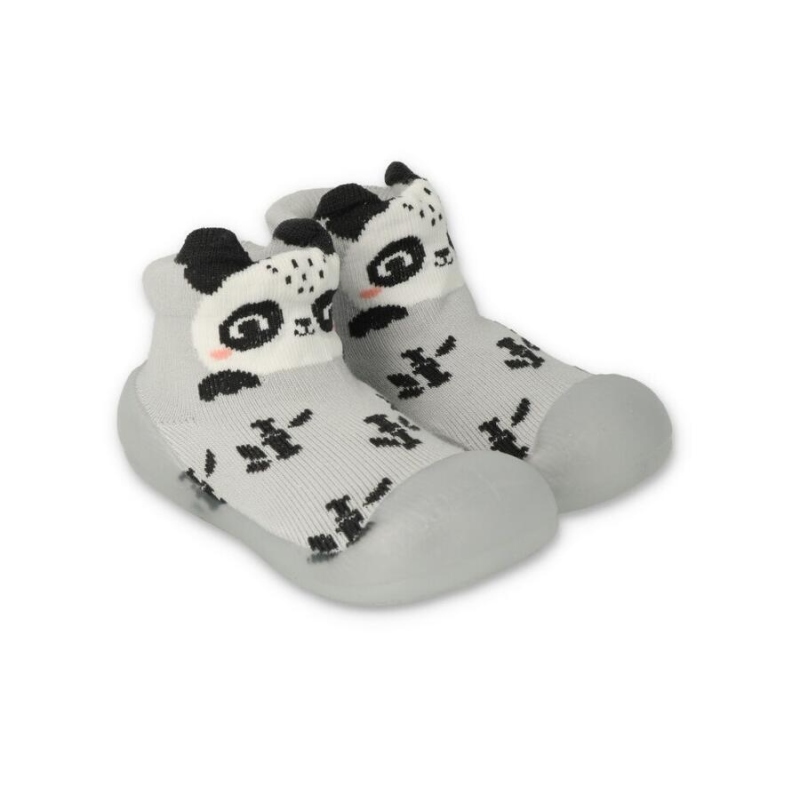 002P038 18 - Befado botičky pro miminka šedé,panda
