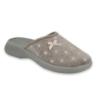 019D127 - dámské pantofle Befado OLIVIA ZŠ šedá, kytičky, mašlička