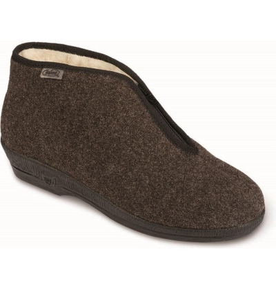 041D048 36 - dám. bačkory, zip, hnědá