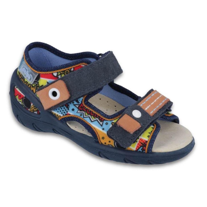 065P117 20 - SUNNY chl.sandálky,modrá,barevný vzor