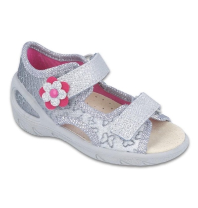 065P124 20 - SUNNY dív.sandálky, šedá, motýlci