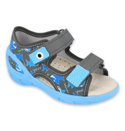 065P128 20 - SUNNY chlapecké sandálky šedé, ryby