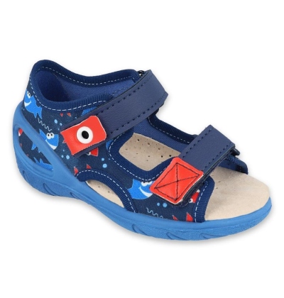 065P129 20 - SUNNY chlapecké sandálky modré, ryby