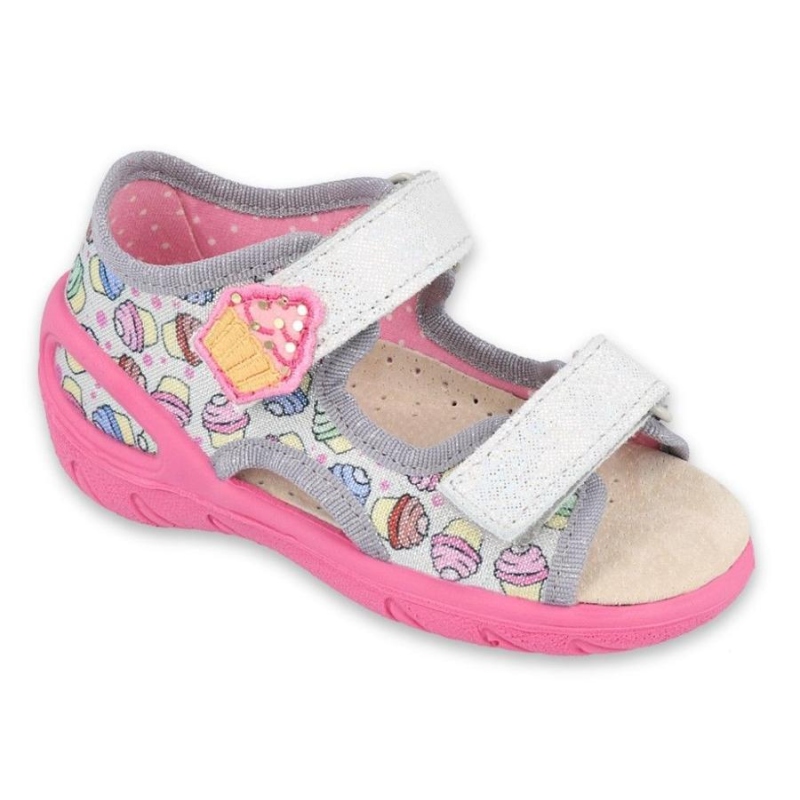065P135 20 - SUNNY dívčí sandálky šedé, cupcakes