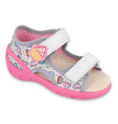 065P135 20 - SUNNY dívčí sandálky šedé, cupcakes