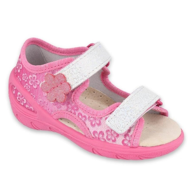 065P138 20 - SUNNY dívčí sandálky růžové, kytičky