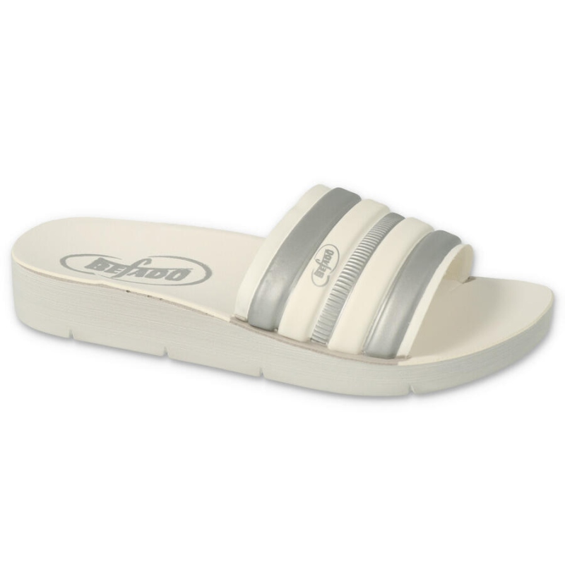 067Y001 28 - dětské pantofle Befado CLIP, stříbrné