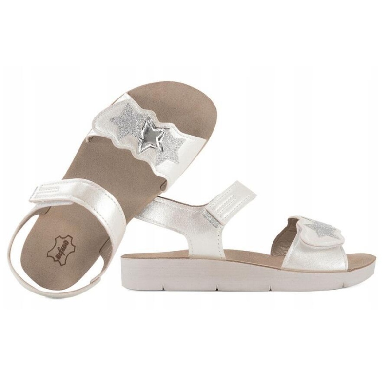 068Y003 Befado dívčí sandálky CLIP stříbrno-bílé