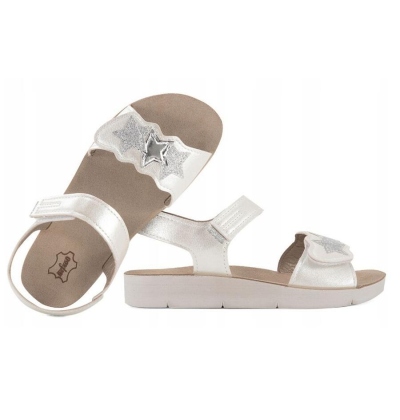 068Y003 Befado dívčí sandálky CLIP stříbrno-bílé