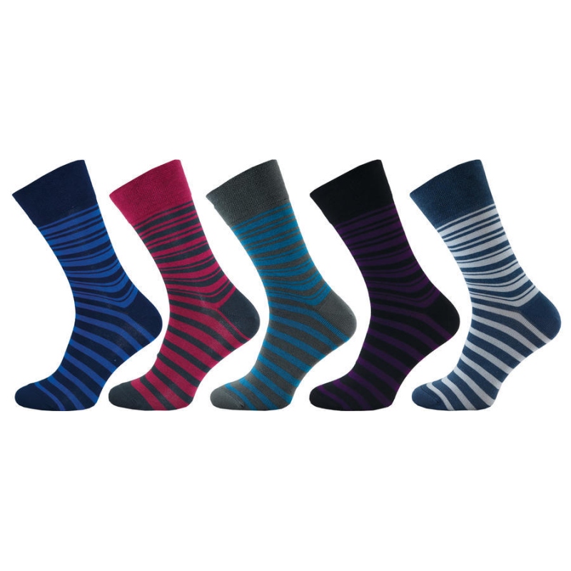 1014 - COMFORT - ponožky s proužky, 25-26 (38-39)