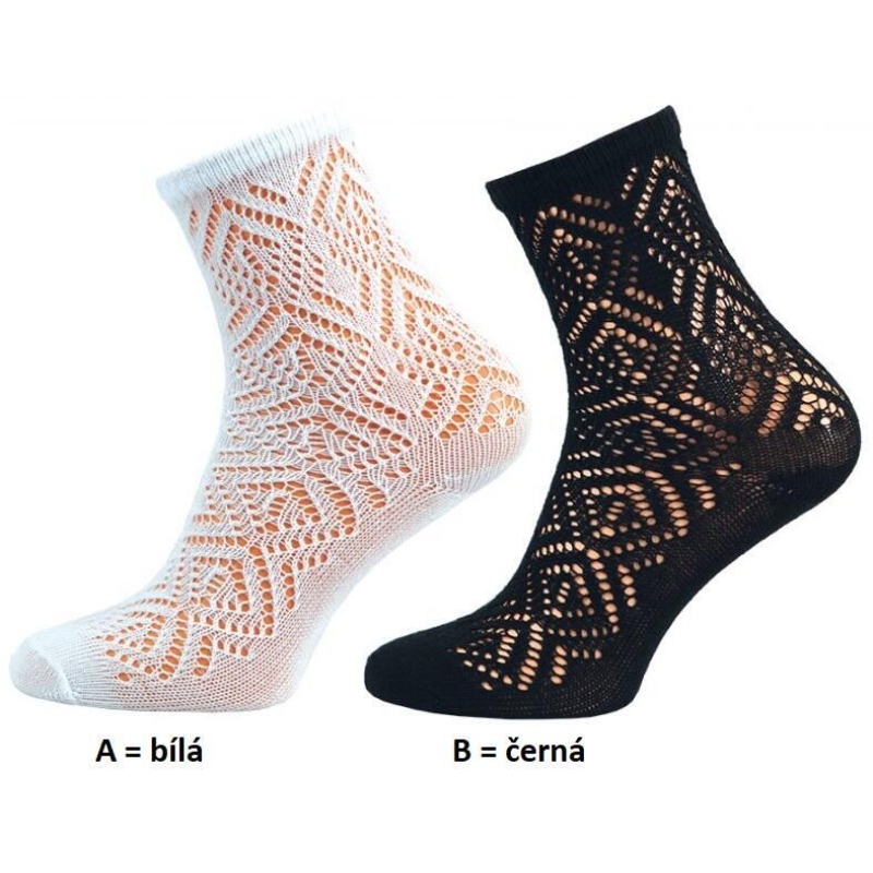 1096 A - dámské krajkové ponožky, 24-25 BÍLÁ