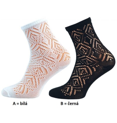 1096 A - dámské krajkové ponožky, 24-25 BÍLÁ