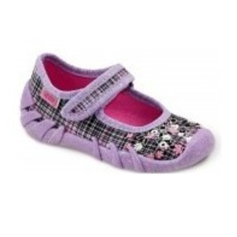 109P028 20 - balerínky Befado fialové, kytičky