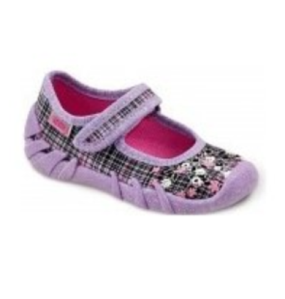 109P028 20 - balerínky Befado fialové, kytičky