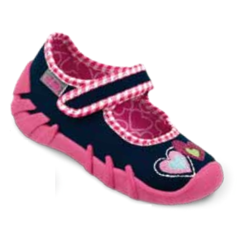 109P030 20 - balerínky Befado tm.modrá, 2 srdíčka