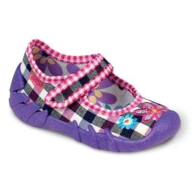 109P045 20 - balerínky Befado fialové, kytičky