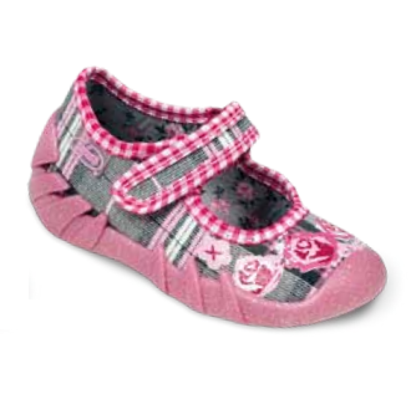 109P047 20 - balerínky Befado káro šedo-růžová