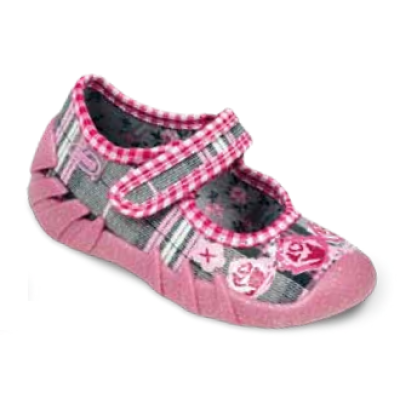 109P047 20 - balerínky Befado káro šedo-růžová