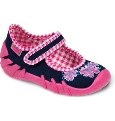 109P052 20 - balerínky Befado tm.modrá, kytičky