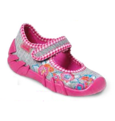 109P063 20 - balerínky Befado šedé, kytičky