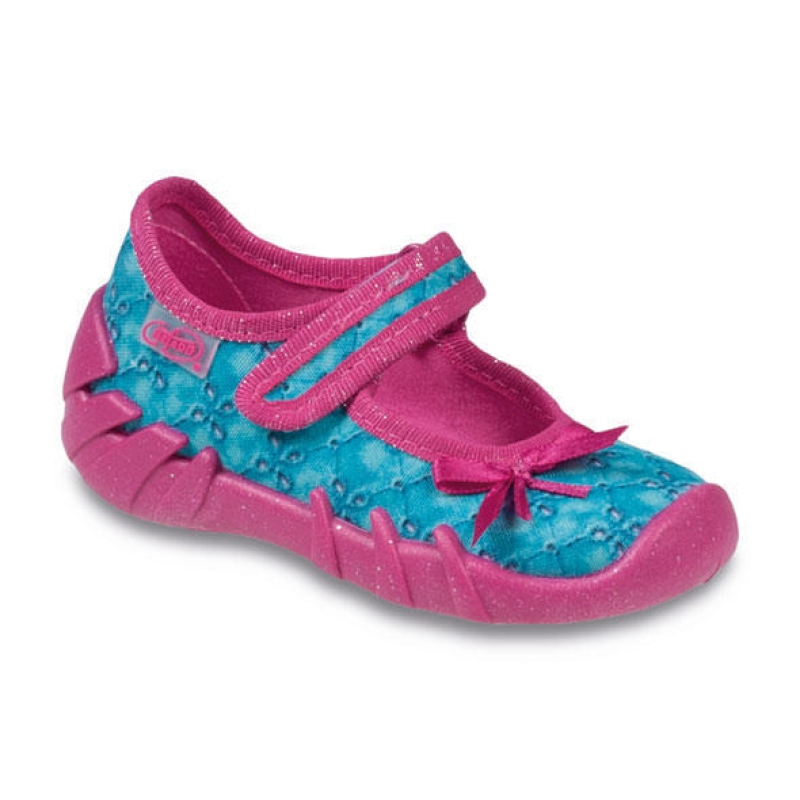 109P117 20 - balerínky Befado tyrkysová s růžovou