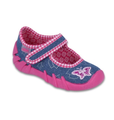 109P164 18 - dív.níz.suchý zip, modrá, růž.motýlek