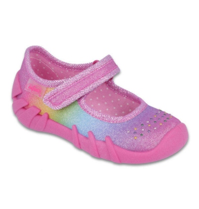 109P183 - dívčí přezůvky na suchý zip duhové