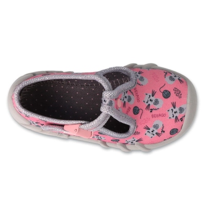 110N484 18 - dívčí bačkorky Befado růžové, kočky