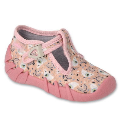 110N491 18 - dívčí bačkorky Befado růžové, duha