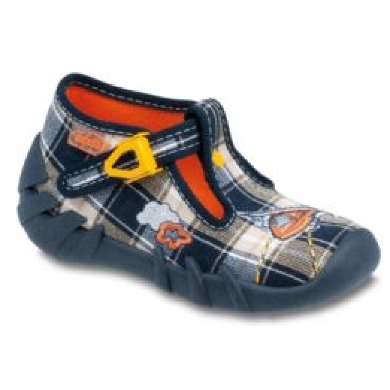 110P086 18 - chl.přez., káro modro-béž., letadlo