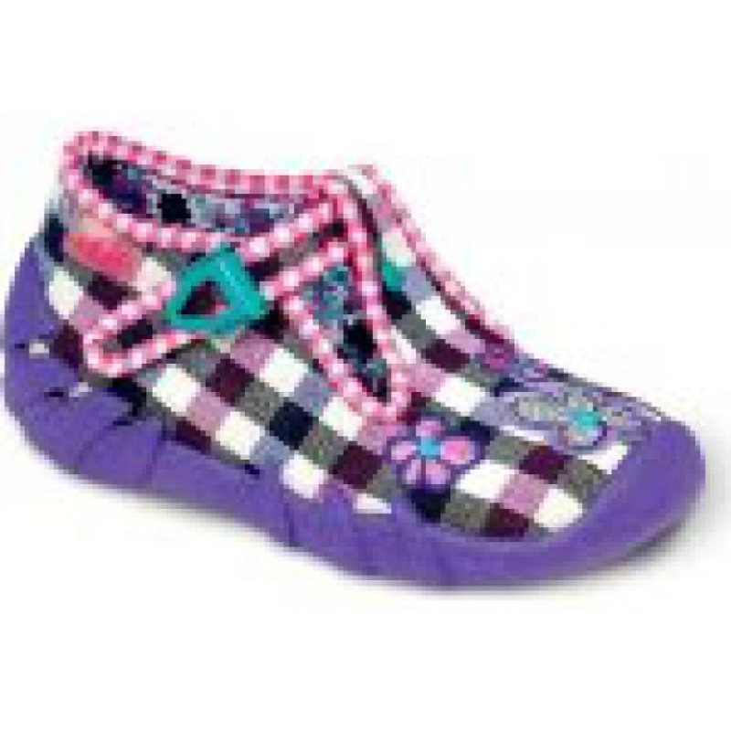 110P098 22 - dívčí přezka, fialová, barevná kostka