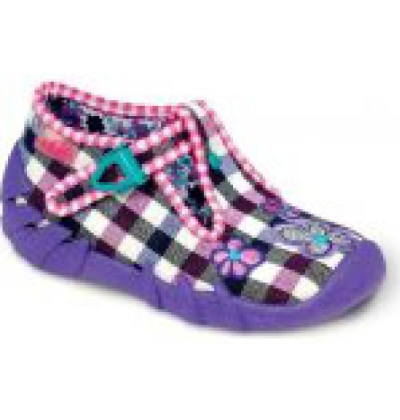 110P098 22 - dívčí přezka, fialová, barevná kostka