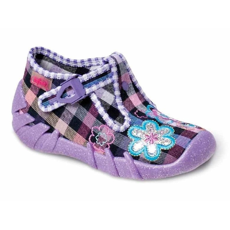 110P123 23 - dív.přez., kostkované, fialové, kytka