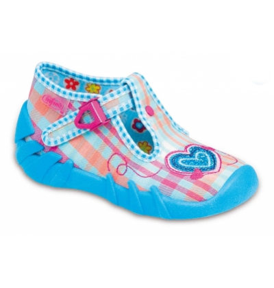 110P136 24 - dív.přez.,káro tyrkys s růž., srdíčko