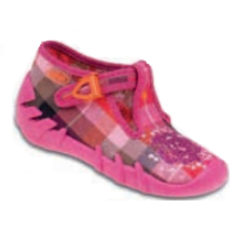 110P147 24 - dívčí přezka, káro růž.-béžové, kytka