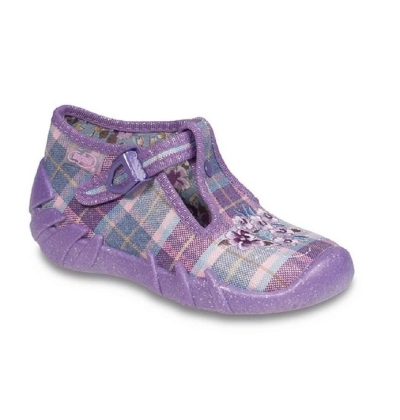 110P182 25 - dívčí přezka, fialová kostka, kytky