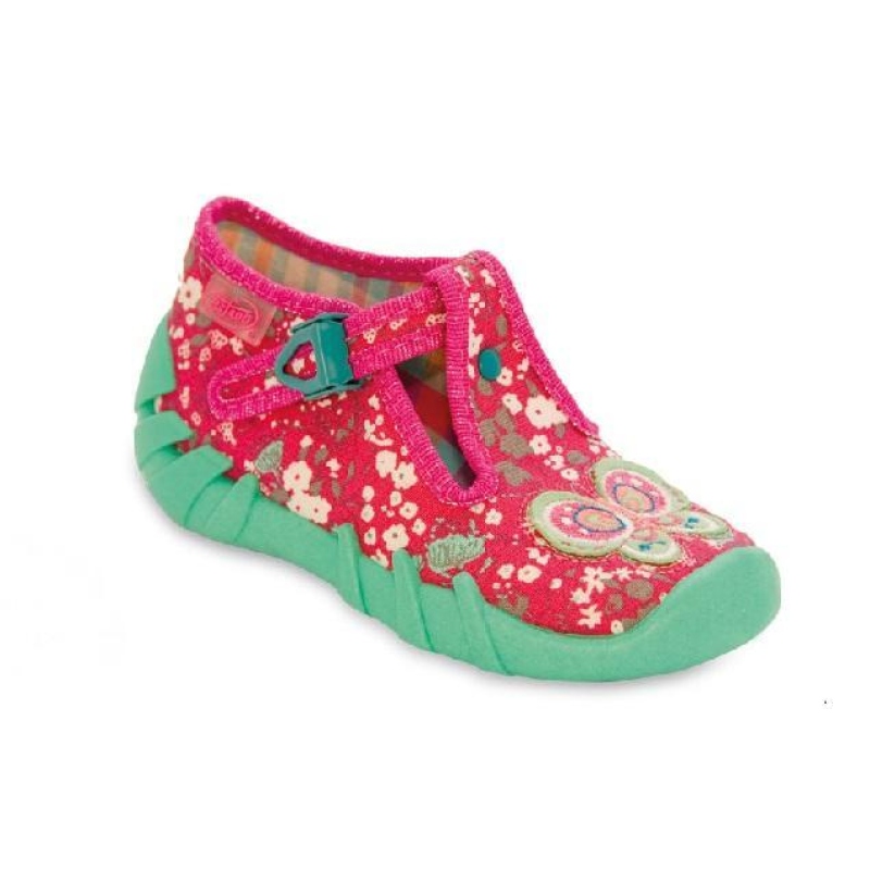 110P183 22 - dívčí přezka, růžovo-zelené, motýl