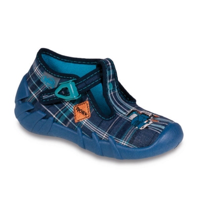 110P202 18 - chlap.bačkůrky na přezku, modrá, auto