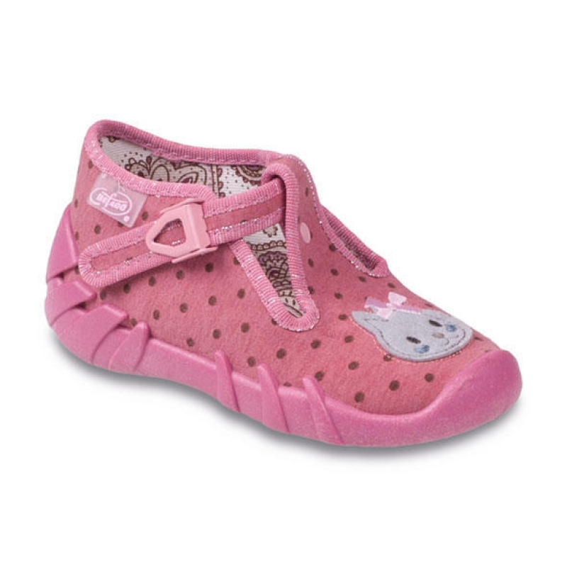 110P231 25 - dívčí přezka, růžová, tečky, kočička