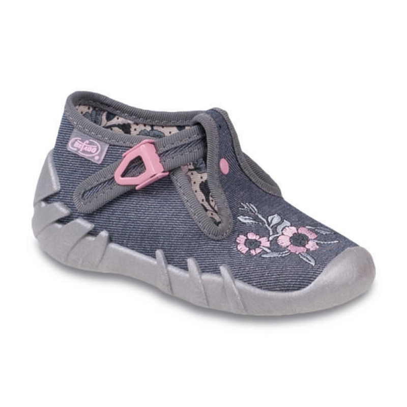 110P233 23 - dívčí přezka, šedá, kytičky