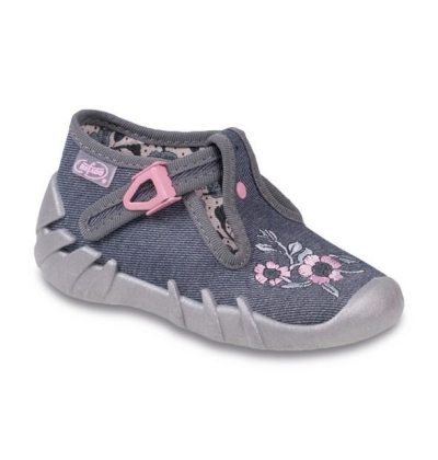 110P233 23 - dívčí přezka, šedá, kytičky