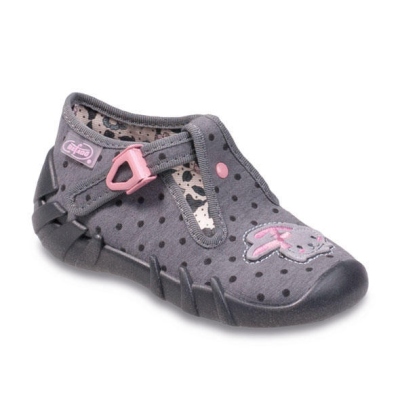 110P234 23 - dívčí přezka,šedá,černé tečky,zajíček