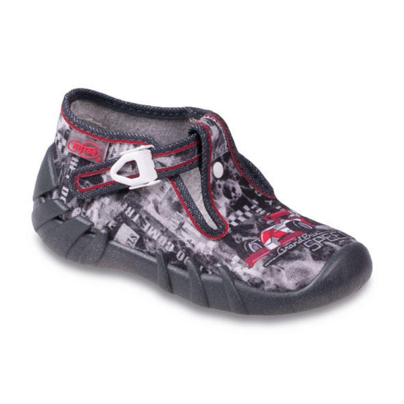 110P235 19 - chlap.bačkůrky na přezku, šedý potisk