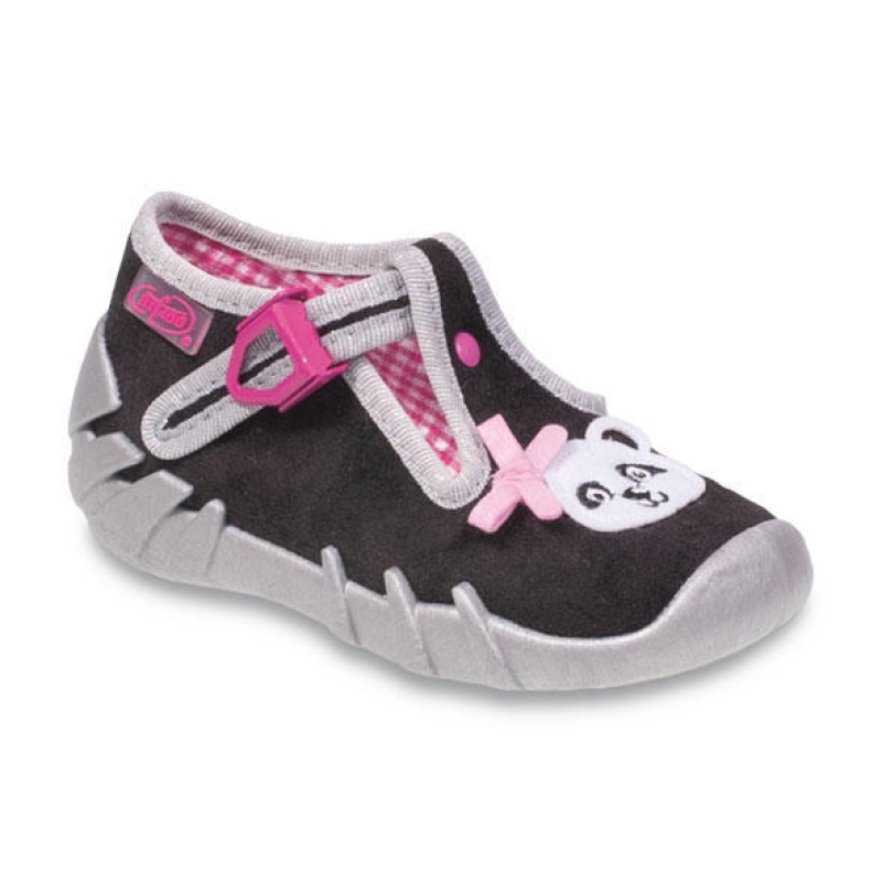 110P283 21 - dívčí přezka,černá, panda s mašličkou