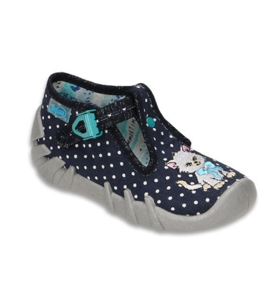 110P292 20 - dívčí přez.,černá,bílé tečky, kočička