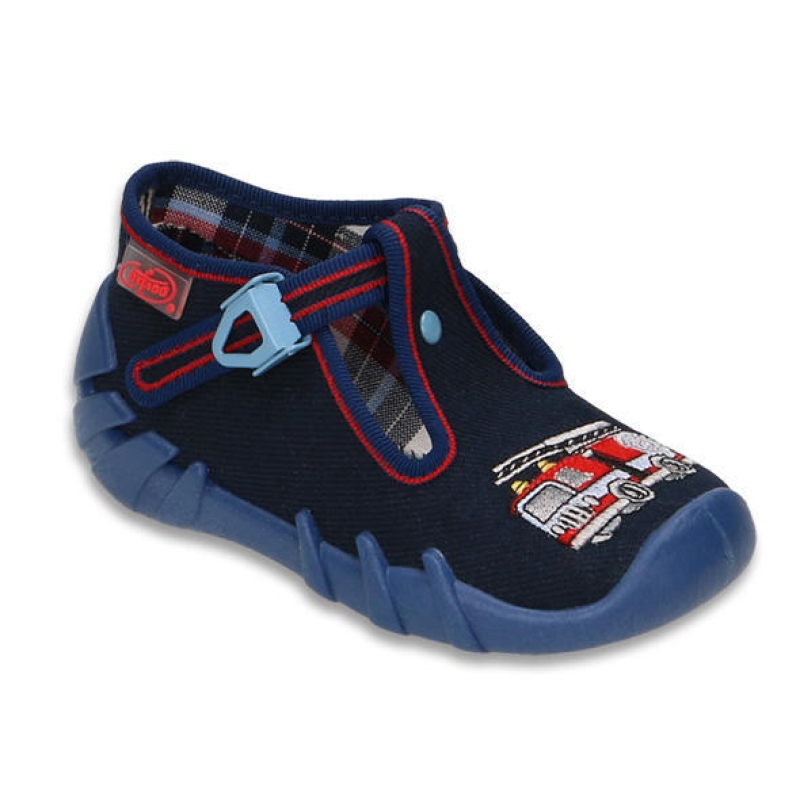 110P295 18 - chlap.bačkůrky na přezku,modrá,hasiči