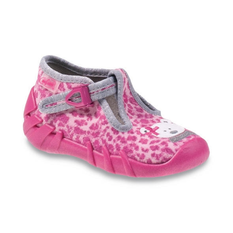 110P304 25 - dívčí přezka, růžový potisk, medvídek