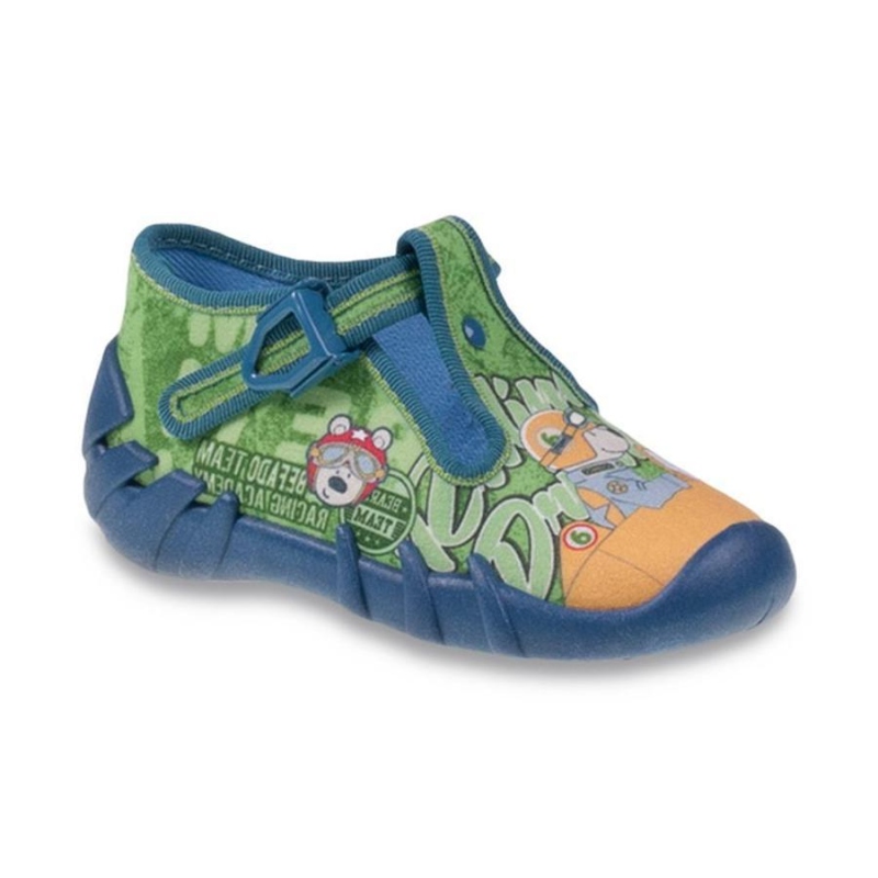 110P313 18 - dět.přez., zeleno-žlutá, méďa v autě