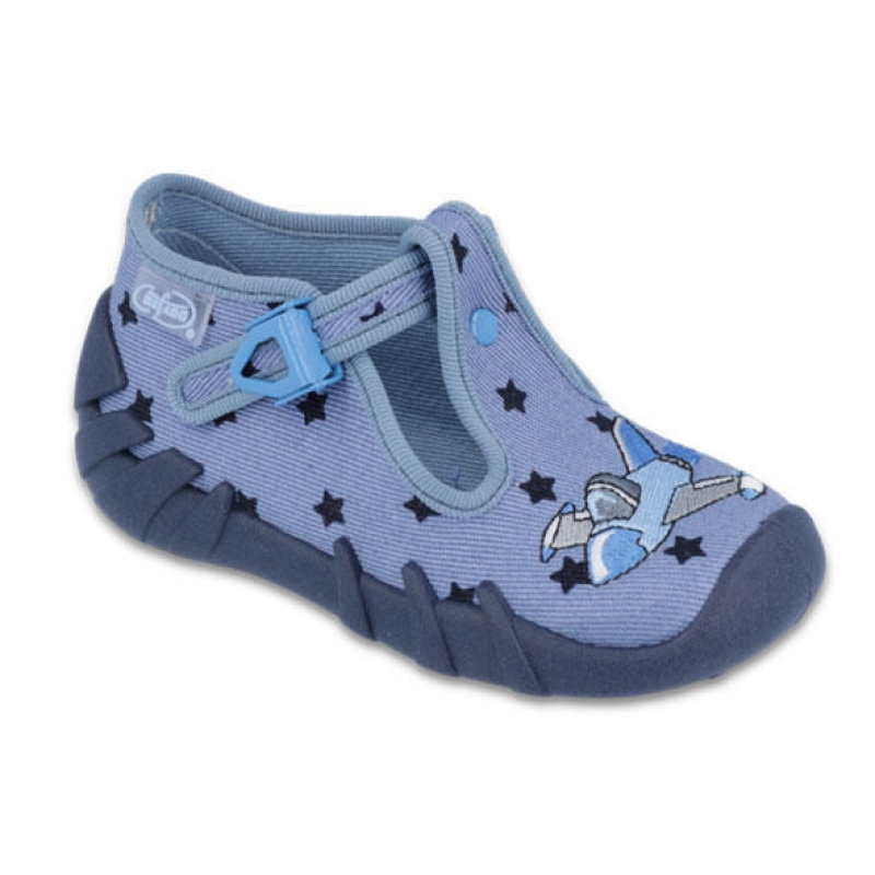 110P345 18 - chl.přez., modrá, hvězdičky, letadlo