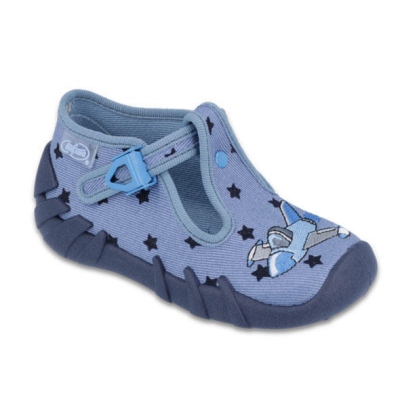 110P345 18 - chl.přez., modrá, hvězdičky, letadlo